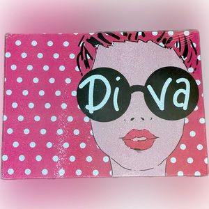 Cutting Board True Living Essentials glass DIVA serving tray pink white dots